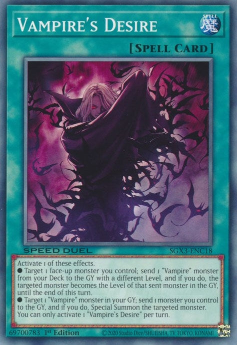 Image for Vampire's Desire (Speed Duel GX: Duelists of Shadows) (SGX3-ENC18) - YuGiOh
