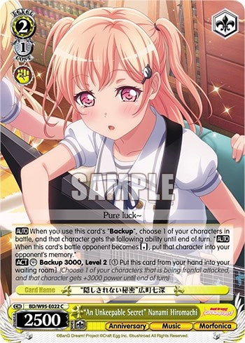Image for "An Unkeepable Secret" Nanami Hiromachi (BanG Dream! Girls Band Party! 5th Anniversary) (BD/W95-E022 C) - Weiss Schwarz