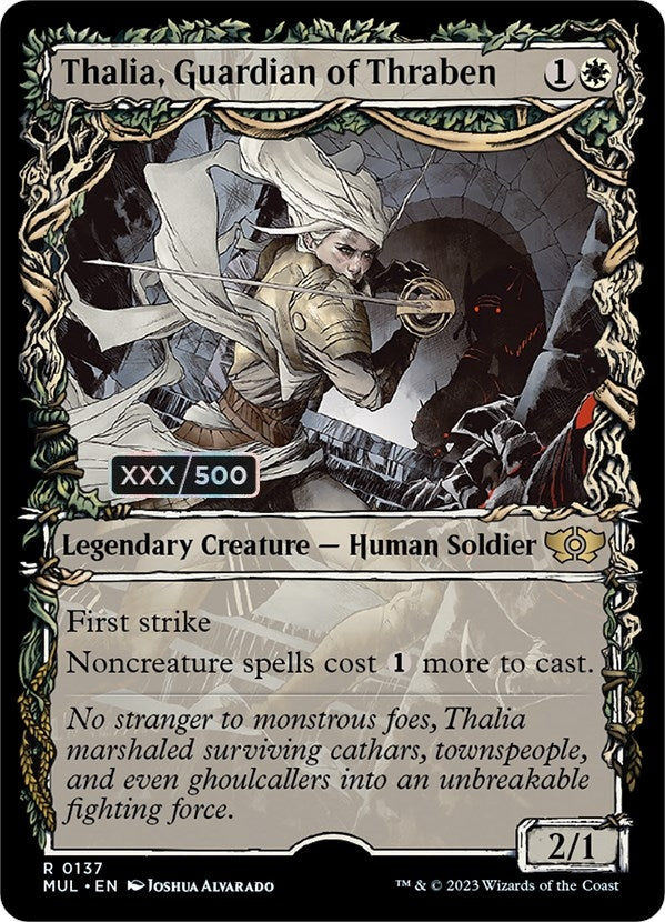 Image for Thalia, Guardian of Thraben (Serial Numbered) (March of the Machine: Multiverse Legends) (137) - Magic: The Gathering