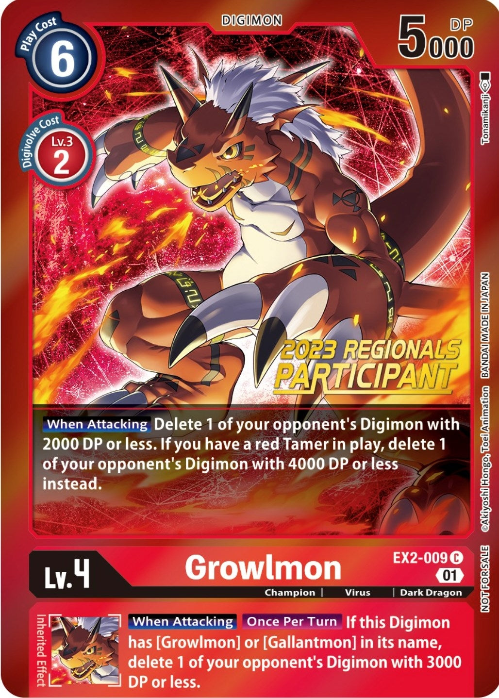 Image for Growlmon (2023 Regionals Participant) (EX02) (2009)