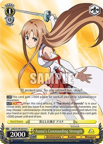 Image for Asuna's Commanding Strength (Sword Art Online Animation 10th Anniversary) (SAO/S100-E010 U) - Weiss Schwarz