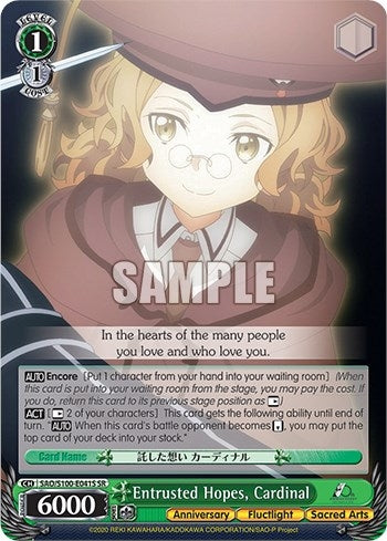 Image for Entrusted Hopes, Cardinal (SR) (Sword Art Online Animation 10th Anniversary) (SAO/S100-E041S SR) - Weiss Schwarz