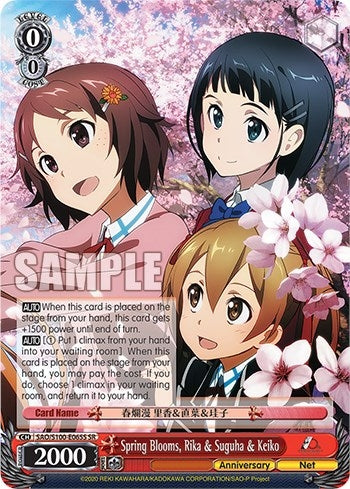 Image for Spring Blooms, Rika & Suguha & Keiko (SR) (Sword Art Online Animation 10th Anniversary) (SAO/S100-E065S SR) - Weiss Schwarz