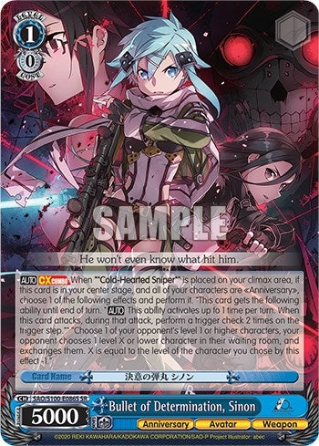 Image for Bullet of Determination, Sinon (SR) (Sword Art Online Animation 10th Anniversary) (SAO/S100-E086S SR) - Weiss Schwarz