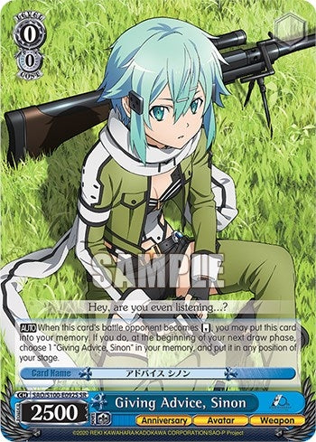 Image for Giving Advice, Sinon (SR) (Sword Art Online Animation 10th Anniversary) (SAO/S100-E092S SR) - Weiss Schwarz