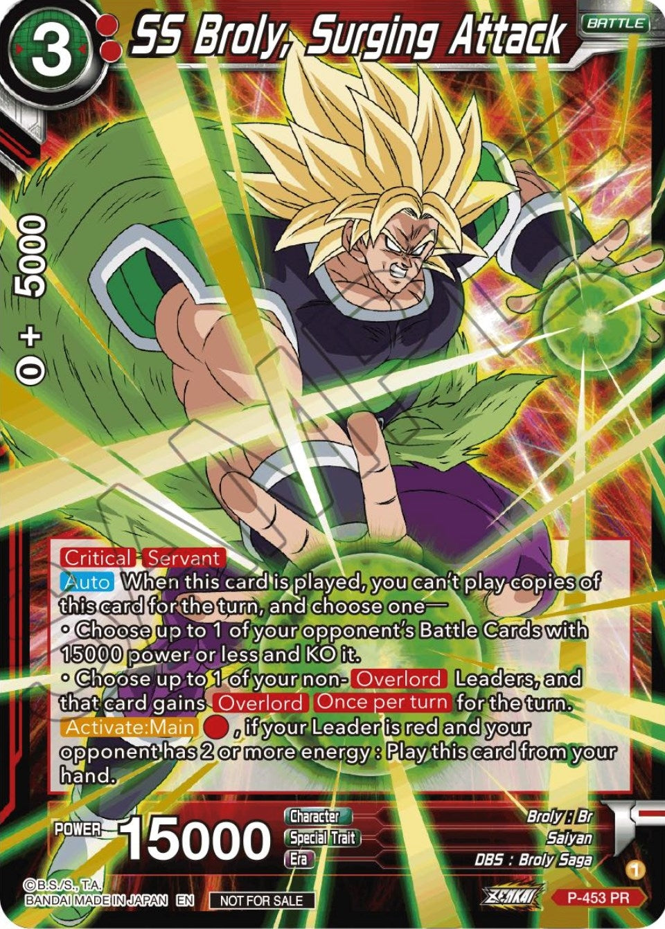 Image for SS Broly, Surging Attack (Championship Selection Pack 2023 Vol.1) (Gold Stamped with Reflective Shatterfoil) (Tournament Promotion Cards) (P-453) - Dragon Ball Super: Masters