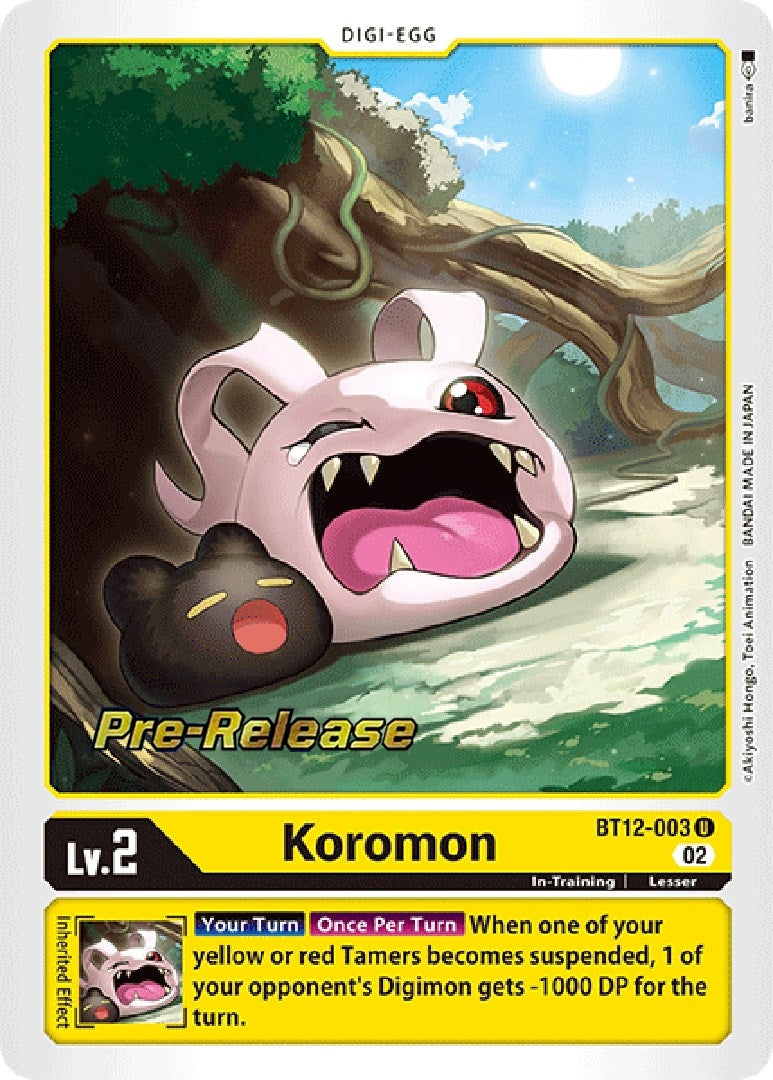 Image for Koromon (BT12-003 U) [Across Time Pre-Release Cards] - Digimon Card Game