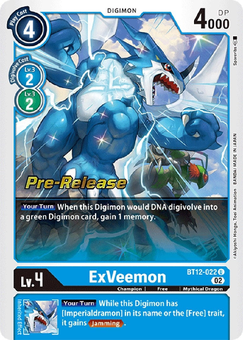 Image for ExVeemon (BT12-022 U) [Across Time Pre-Release Cards] - Digimon Card Game