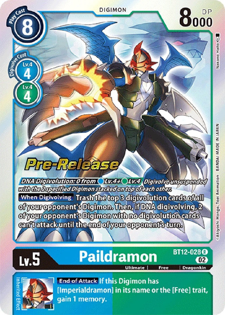 Image for Paildramon (BT12-028 R) [Across Time Pre-Release Cards] - Digimon Card Game