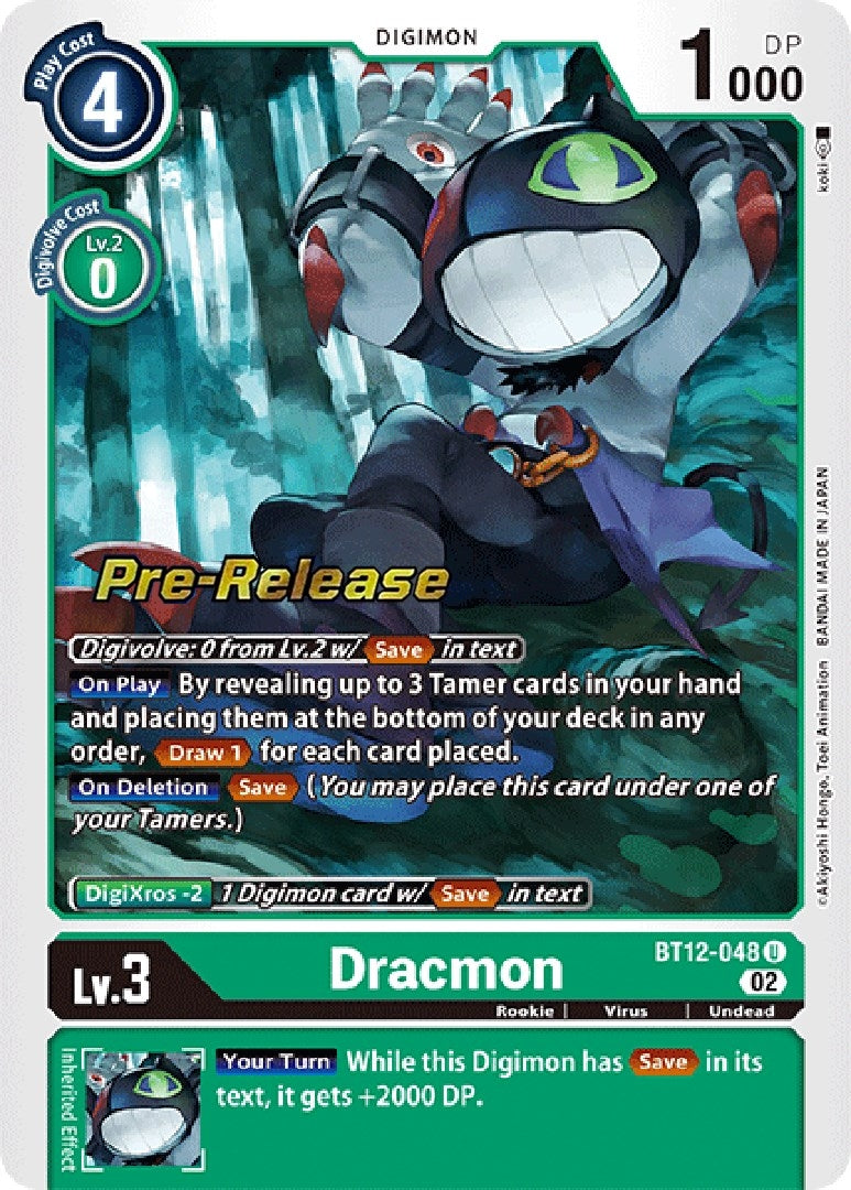 Image for Dracmon (BT12-048 U) [Across Time Pre-Release Cards] - Digimon Card Game