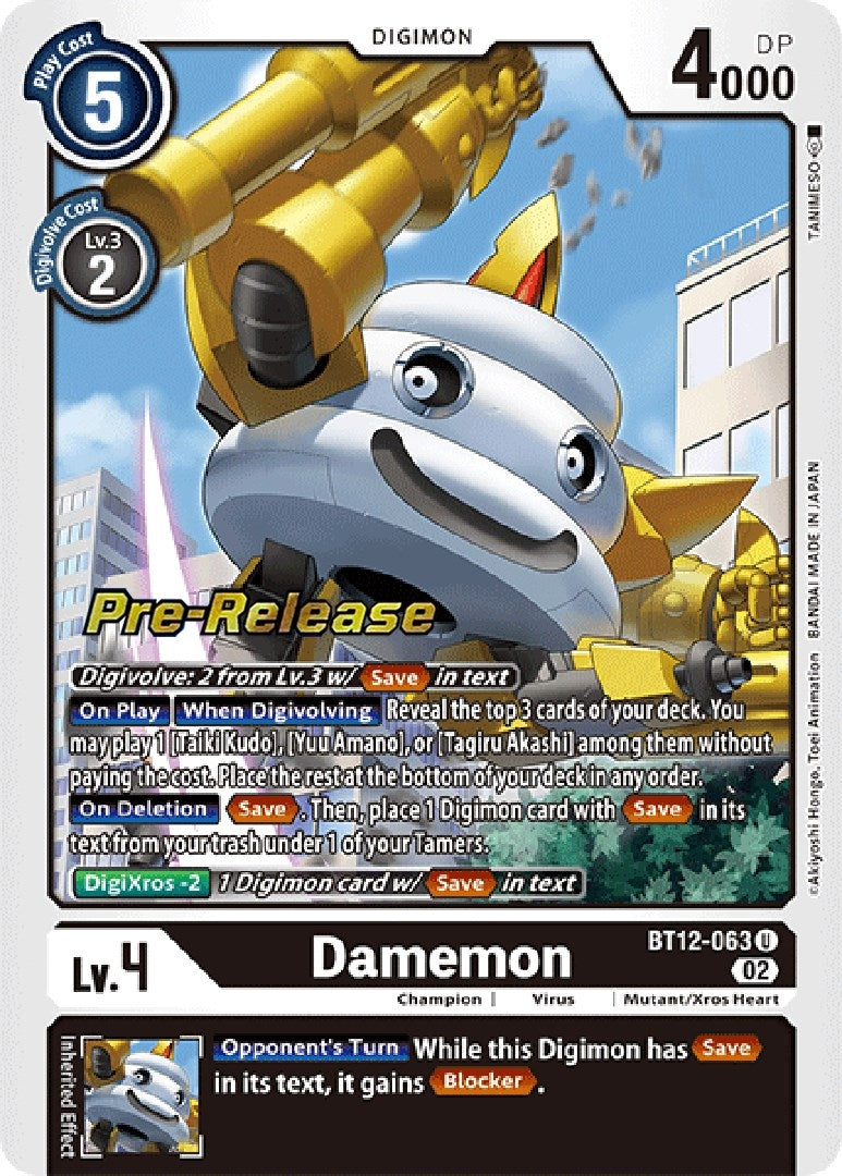 Image for Damemon (BT12-063 U) [Across Time Pre-Release Cards] - Digimon Card Game