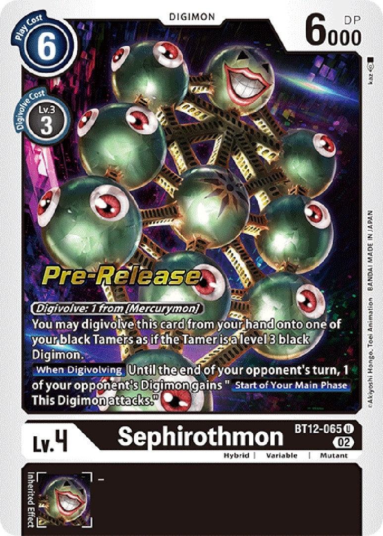 Image for Sephirothmon (BT12-065 U) [Across Time Pre-Release Cards] - Digimon Card Game