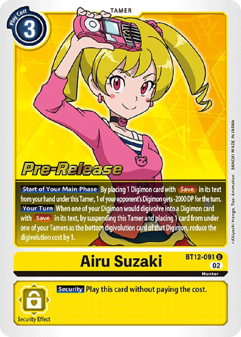 Image for Airu Suzaki (BT12-091 U) [Across Time Pre-Release Cards] - Digimon Card Game