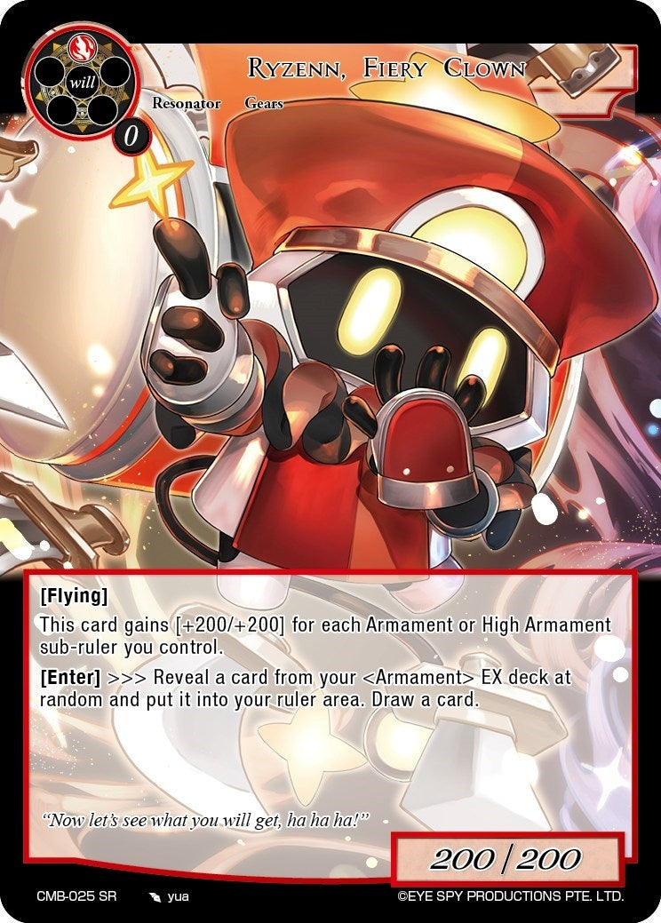 Image for Ryzenn, Fiery Clown (Crimson Moon's Battleground) (CMB-025 SR) - Force of Will
