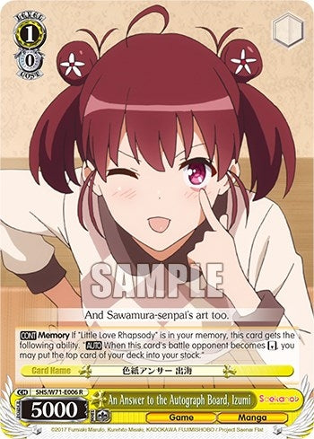 Image for An Answer to the Autograph Board, Izumi (Saekano How to Raise a Boring Girlfriend. flat) (SHS/W71-E006 R) - Weiss Schwarz