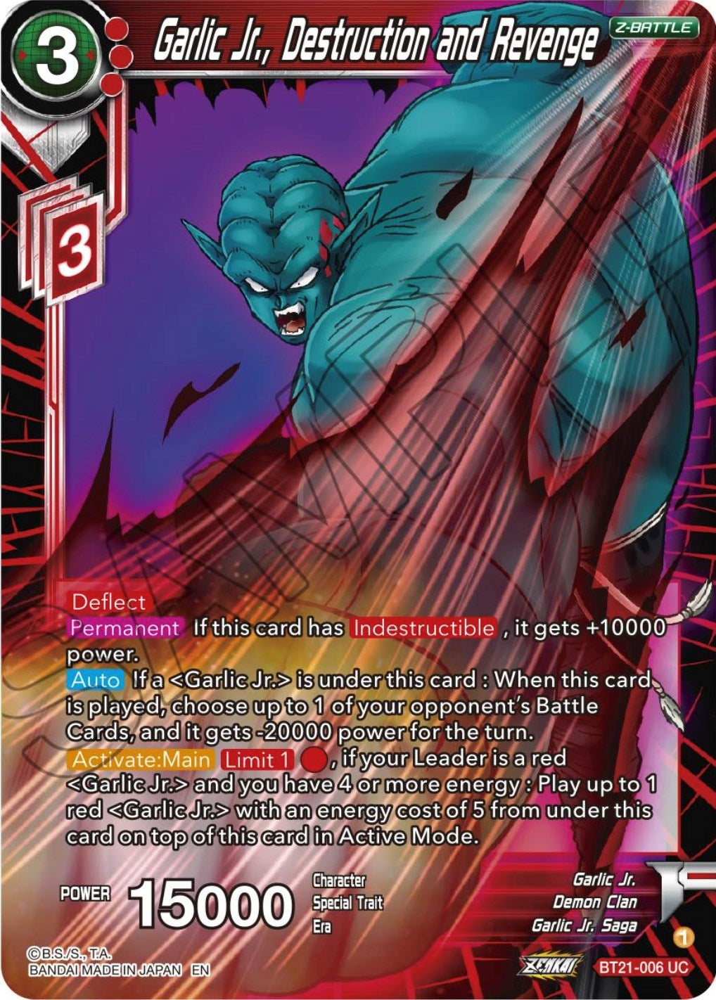 Image for Garlic Jr., Destruction and Revenge (Wild Resurgence) (BT21-006) - Dragon Ball Super: Masters