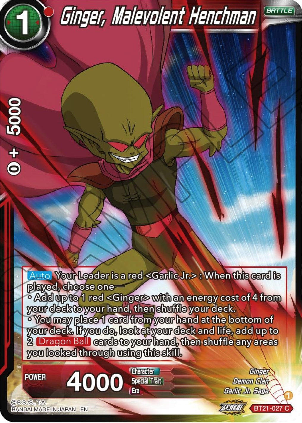 Image for Ginger, Malevolent Henchman (Wild Resurgence) (BT21-027) - Dragon Ball Super: Masters