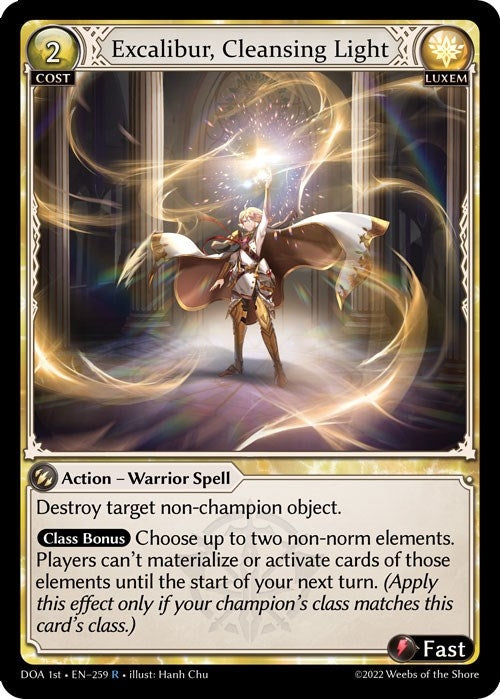 Image for Excalibur, Cleansing Light (Dawn of Ashes 1st Edition) (259) - Grand Archive TCG