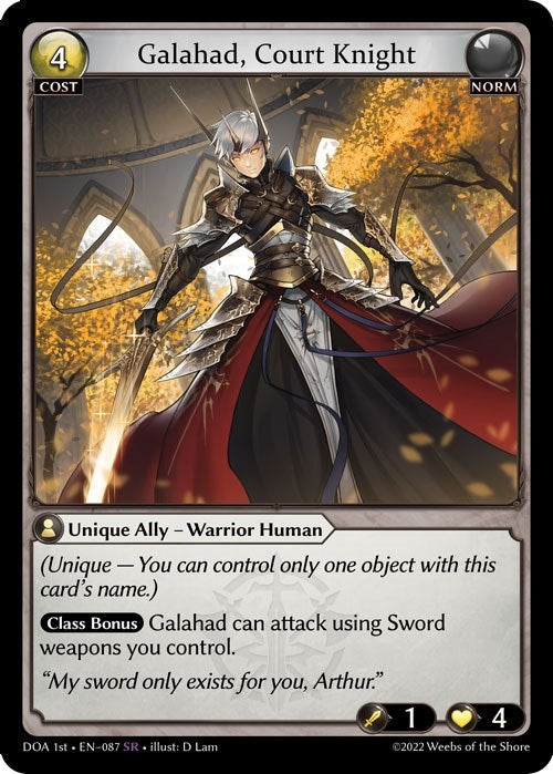 Image for Galahad, Court Knight (Dawn of Ashes 1st Edition) (087) - Grand Archive TCG
