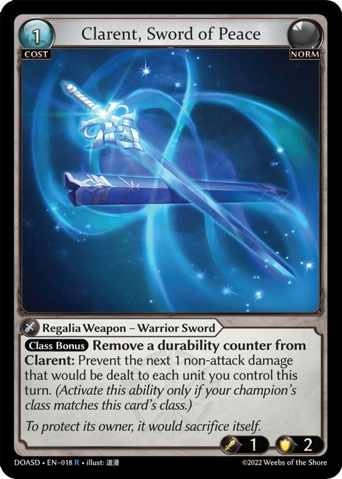 Image for Clarent, Sword of Peace (Dawn of Ashes Starter Decks) (018) - Grand Archive TCG