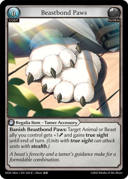 Image for Beastbond Paws (Dawn of Ashes Alter Edition) (025) - Grand Archive TCG