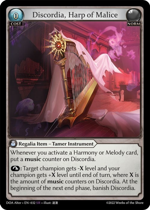 Image for Discordia, Harp of Malice (Dawn of Ashes Alter Edition) (032) - Grand Archive TCG