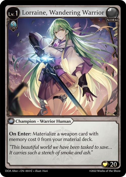 Image for Lorraine, Wandering Warrior (Dawn of Ashes Alter Edition) (004) - Grand Archive TCG