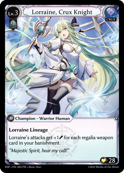 Image for Lorraine, Crux Knight (Kickstarter Promotional Cards) (002) - Grand Archive TCG
