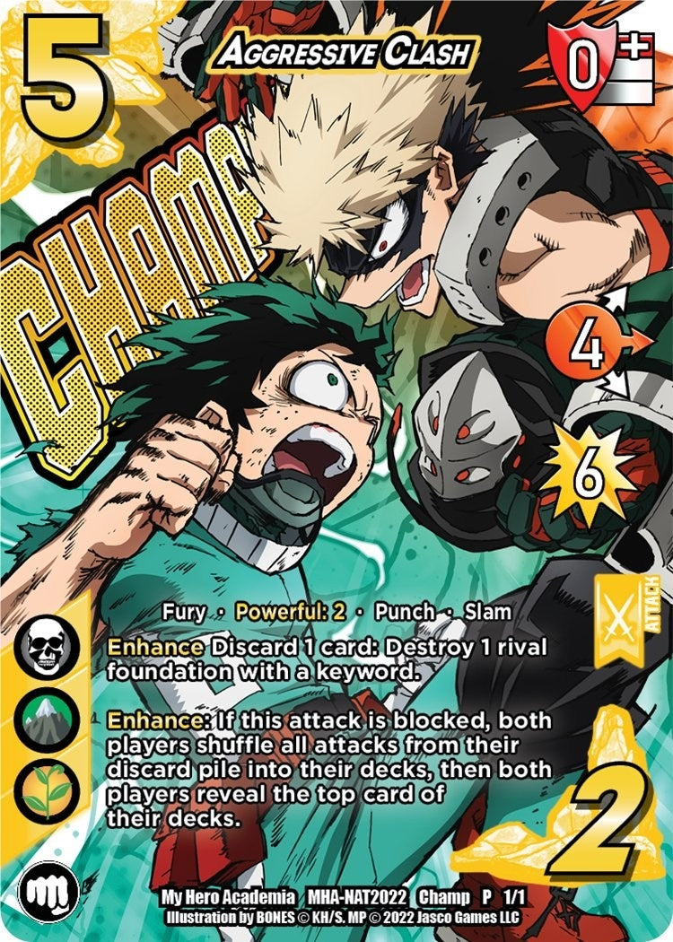 Image for Aggressive Clash (Pro Hero Nationals 2022 Top 4) (UniVersus: My Hero Academia Promo Cards) (MHA-NAT2022 Top 4 P 1/1) - UniVersus