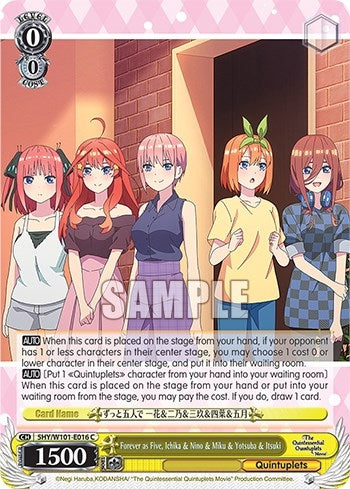 Image for Forever as Five, Ichika & Nino & Miku & Yotsuba & Itsuki (The Quintessential Quintuplets Movie) (5HY/W101-E016 C) - Weiss Schwarz