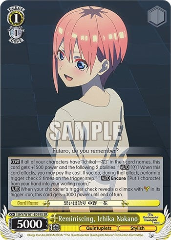 Image for Reminiscing, Ichika Nakano (SR) (The Quintessential Quintuplets Movie) (5HY/W101-E019S SR) - Weiss Schwarz