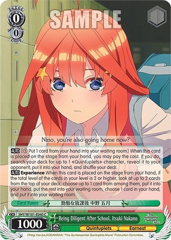 Image for Being Diligent After School, Itsuki Nakano (The Quintessential Quintuplets Movie) (5HY/W101-E040 C) - Weiss Schwarz