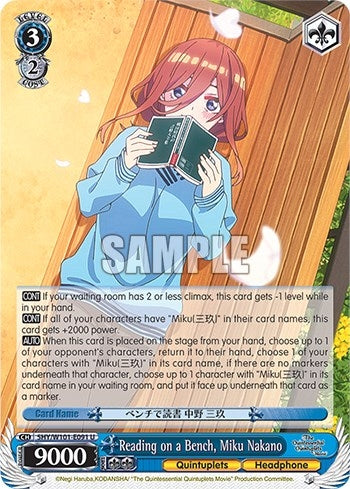 Image for Reading on a Bench, Miku Nakano (The Quintessential Quintuplets Movie) (5HY/W101-E091 U) - Weiss Schwarz
