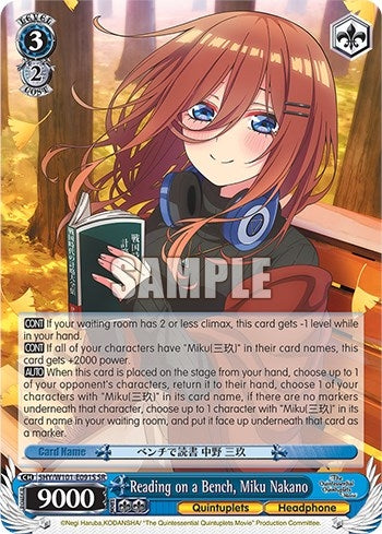 Image for Reading on a Bench, Miku Nakano (SR) (The Quintessential Quintuplets Movie) (5HY/W101-E091S SR) - Weiss Schwarz