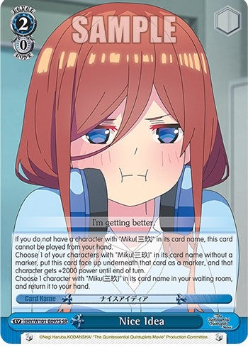 Image for Nice Idea (SR) (The Quintessential Quintuplets Movie) (5HY/W101-E097S SR) - Weiss Schwarz