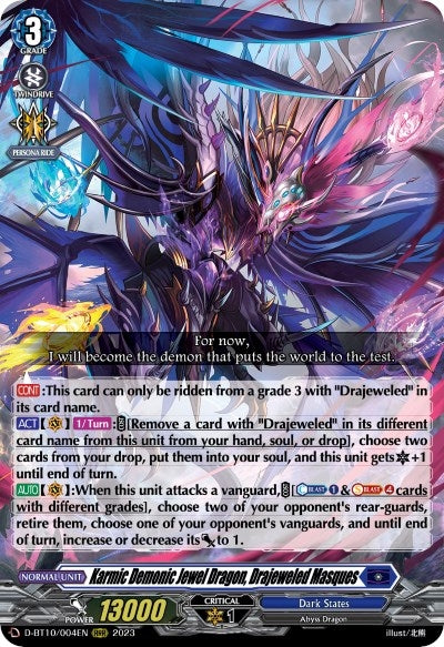 Image for Karmic Demonic Jewel Dragon, Drajeweled Masques (D-BT10: Dragon Masquerade) (D-BT10/004EN) - Cardfight Vanguard