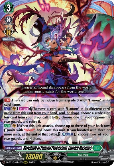 Image for Servitude of Funeral Procession, Lianorn Masques (D-BT10: Dragon Masquerade) (D-BT10/014EN) - Cardfight Vanguard
