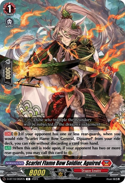 Image for Scarlet Flame Bow Soldier, Aguired (D-BT10: Dragon Masquerade) (D-BT10/062EN) - Cardfight Vanguard