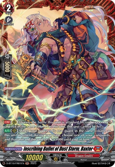 Image for Inscribing Bullet of Dust Storm, Baxter (FR) (D-BT10: Dragon Masquerade) (D-BT10/FR01EN) - Cardfight Vanguard