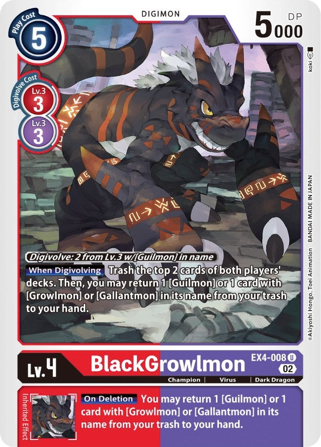 Image for BlackGrowlmon (EX4-008 U) [Alternative Being Booster] - Digimon Card Game