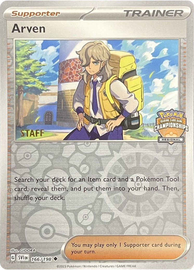 Image for Arven - 166/198 (Regional Championships) [Staff] (League & Championship Cards) (166/198) - Pokemon