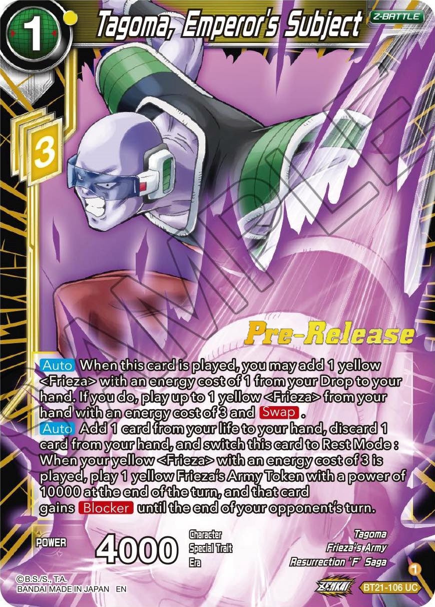 Image for Tagoma, Emperor's Subject (Wild Resurgence Pre-Release Cards) (BT21-106) - Dragon Ball Super: Masters