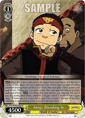 Image for Aang: Blending In (SR) (Avatar: The Last Airbender) (ATLA/WX04-003S SR) - Weiss Schwarz