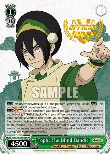 Image for Toph: The Blind Bandit (Judge Promo) (Avatar: The Last Airbender) (ATLA/WX04-024PR SP) - Weiss Schwarz