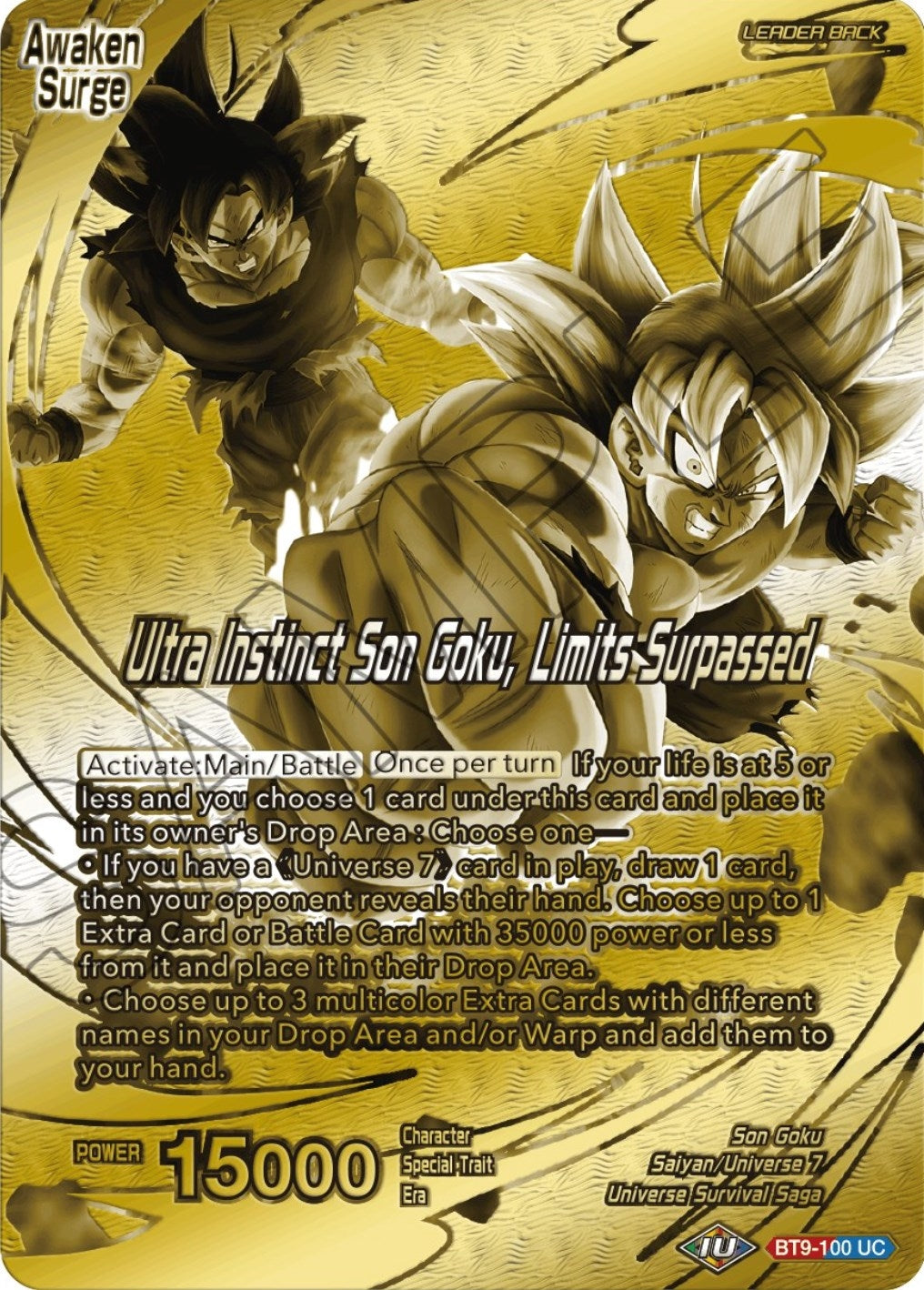 Image for Son Goku // Ultra Instinct Son Goku, Limits Surpassed (Championship 2023 Golden Card Vol.2, Version 1) (Tournament Promotion Cards) (BT9-100) - Dragon Ball Super: Masters