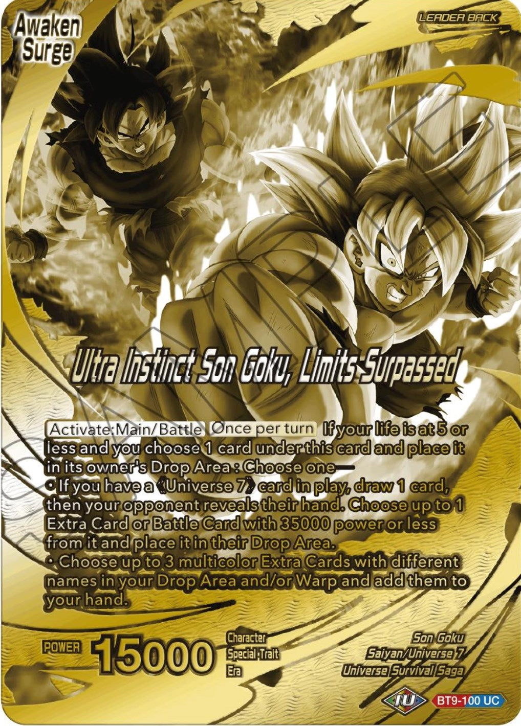Image for Son Goku // Ultra Instinct Son Goku, Limits Surpassed (Championship 2023 Golden Card Vol.2, Version 2) (Tournament Promotion Cards) (BT9-100) - Dragon Ball Super: Masters