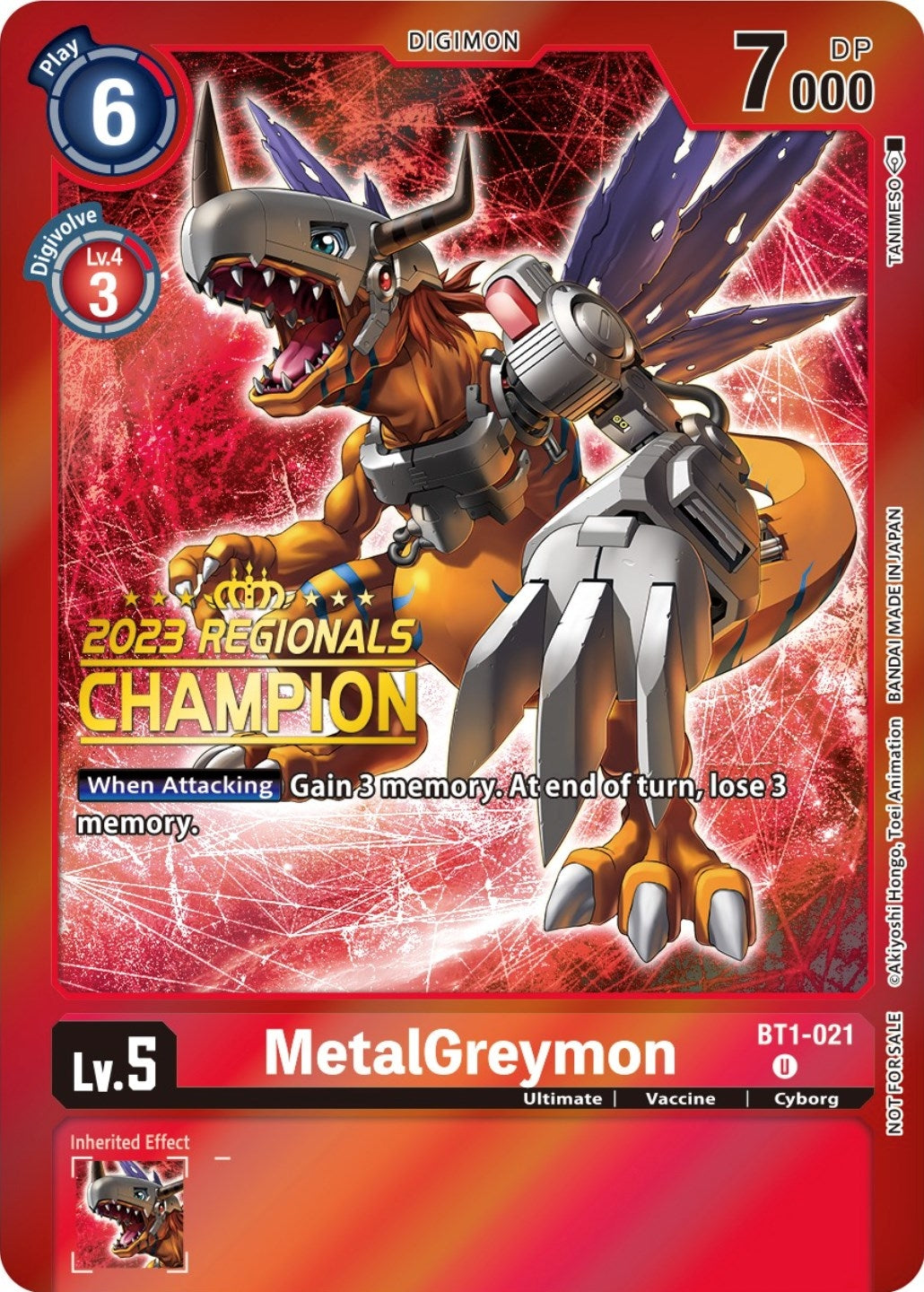 Image for MetalGreymon - BT1-021 (2023 Regionals Champion) (BT01-03A) (BT1-021 U) - Digimon Card Game