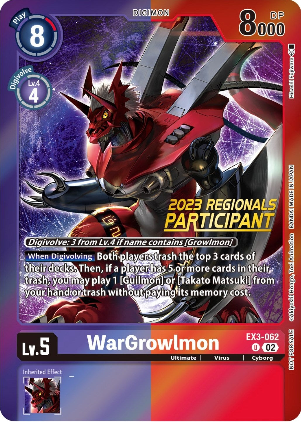 Image for WarGrowlmon (2023 Regionals Participant) (EX03) (3062)