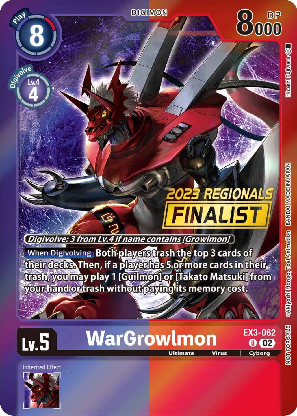 Image for WarGrowlmon (2023 Regionals Finalist) (EX03) (3062)