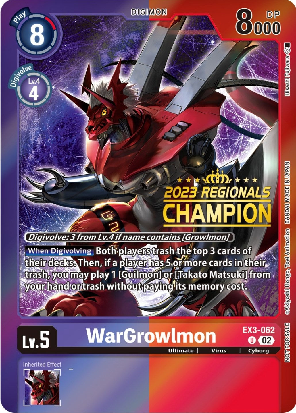 Image for WarGrowlmon (2023 Regionals Champion) (EX03) (3062)